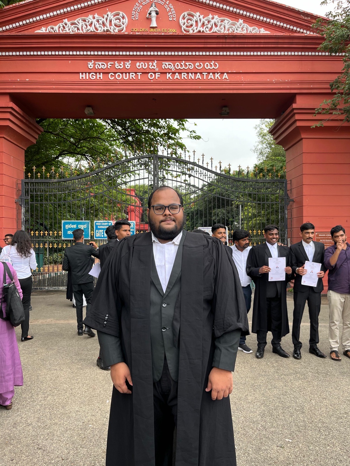 Advocate Mohammed Hassan Kola with fellow advocates at the High Court of Karnataka